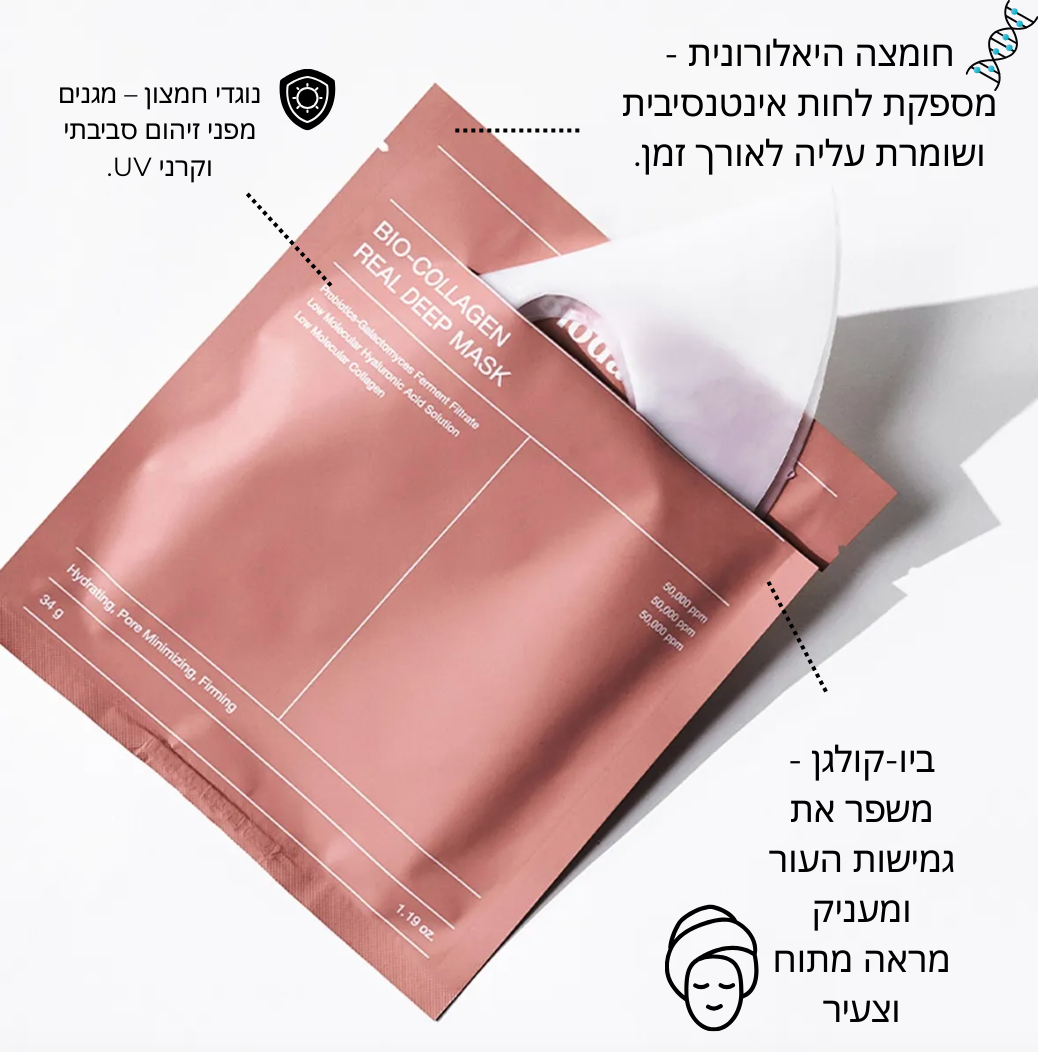 מסיכת(זכוכית) ביו קולגן - היוצרת שכבת לחות עמוקה
